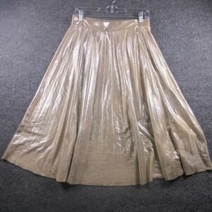Zara Woman Skirt Womens Medium Gold‎ Metallic Pleated Full Midi Party Cocktail